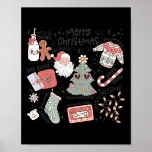 Retro Christmas Santa Claus Cookie Ugly Christmas  Poster