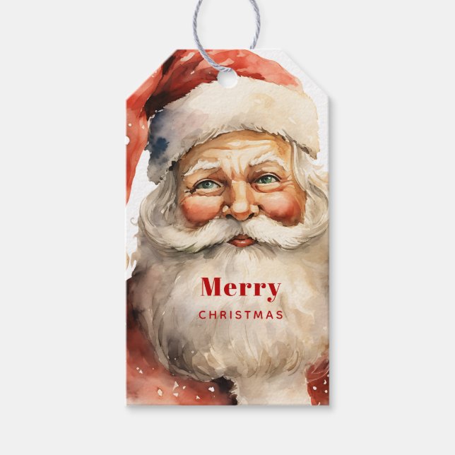 Retro Christmas Santa Claus Gift Tags (Front)