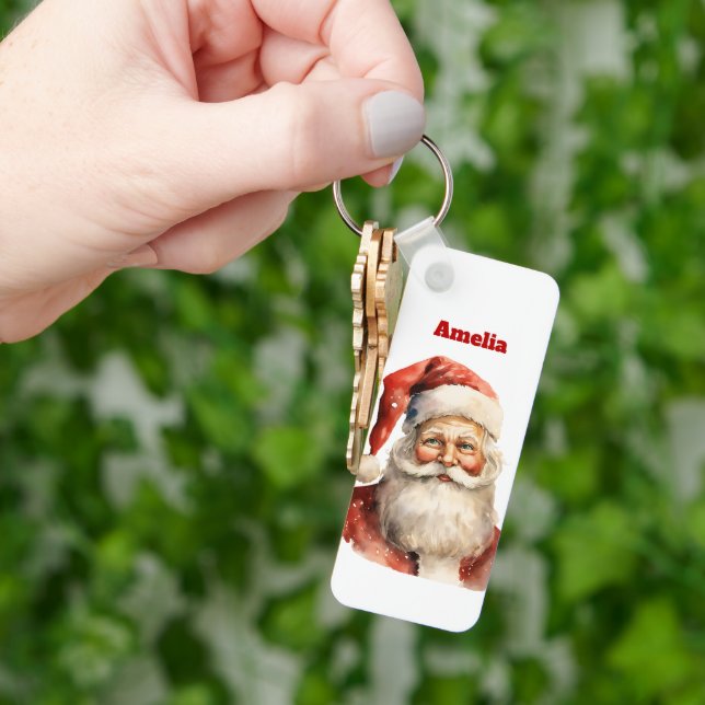 Retro Christmas Santa Claus Key Ring (Hand)