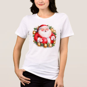 Retro Christmas Santa Claus Merry Christmas Santa Tri-Blend Shirt