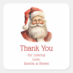 Retro Christmas Santa Claus Party Thank You Square Sticker