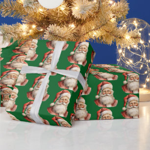 Retro Christmas Santa Claus Pattern Wrapping Paper