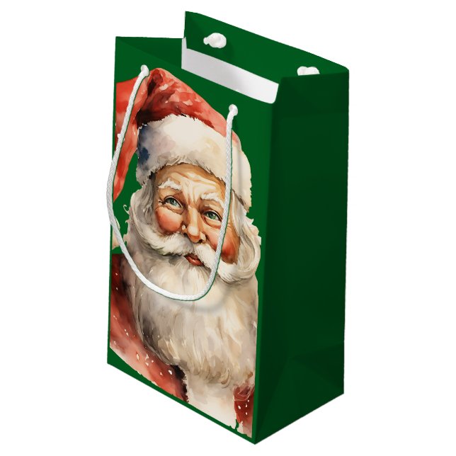 Retro Christmas Santa Claus Small Gift Bag (Back Angled)
