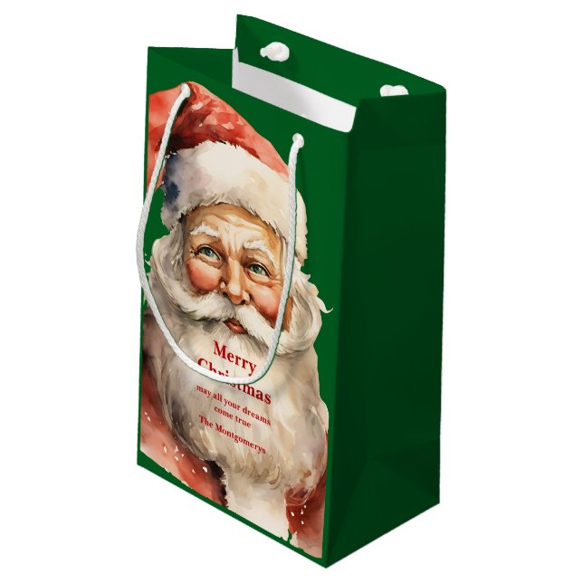 Retro Christmas Santa Claus Small Gift Bag (Back Angled)