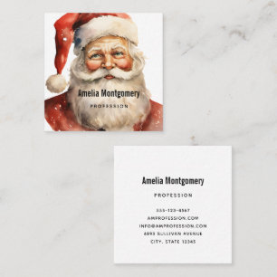 Retro Christmas Santa Claus Square Business Card