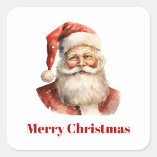Retro Christmas Santa Claus Square Sticker