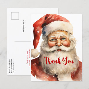 Retro Christmas Santa Claus Thank You Postcard