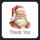 Retro Christmas Santa Claus Thank You Square Sticker<br><div class="desc">Thank you stickers with a cute retro style illustration. Santa Claus with a bushy white beard wearing his traditional red suit.</div>