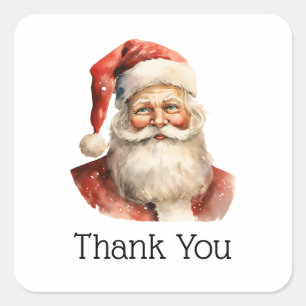 Retro Christmas Santa Claus Thank You Square Sticker