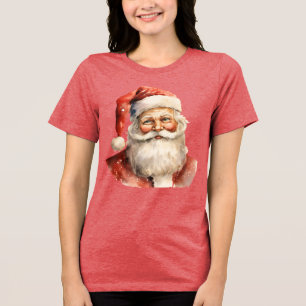 Retro Christmas Santa Claus Tri-Blend Shirt