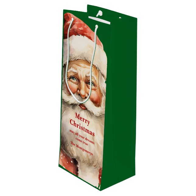  Retro Christmas Santa Claus Wine Gift Bag (Back Angled)