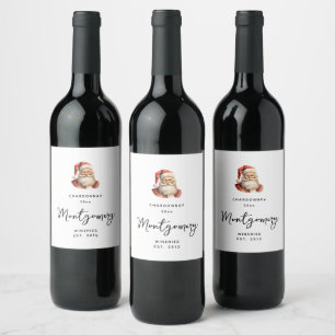 Retro Christmas Santa Claus Wine Making Wine Label