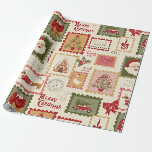 Retro Christmas Santa Collage Holiday Wrapping Paper