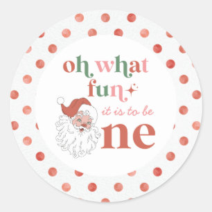 Retro Christmas Santa First Birthday Classic Round Sticker