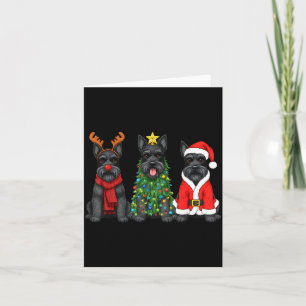 Retro Christmas Scottierrier Santa Reindeer Dog Lo Card