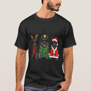 Retro Christmas Scottierrier Santa Reindeer Dog Lo T-Shirt