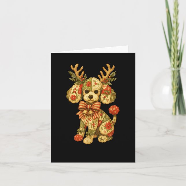 Retro Christmas Season Patchwork Odle Dog Squad Fa Card (Front)