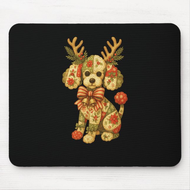 Retro Christmas Season Patchwork Odle Dog Squad Fa Mouse Mat (Front)