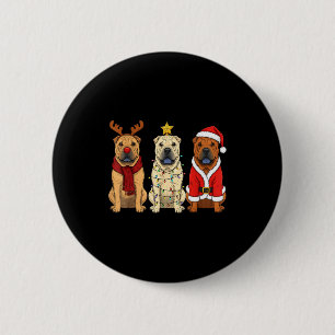Retro Christmas Shar Pei Santa Reindeer Dog Lover 6 Cm Round Badge