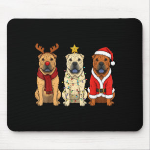 Retro Christmas Shar Pei Santa Reindeer Dog Lover  Mouse Mat