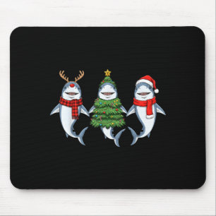 Retro Christmas Shark Santa Reindeer  Mouse Mat