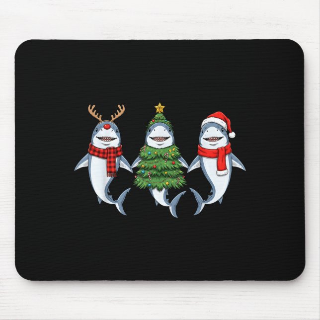 Retro Christmas Shark Santa Reindeer  Mouse Mat (Front)