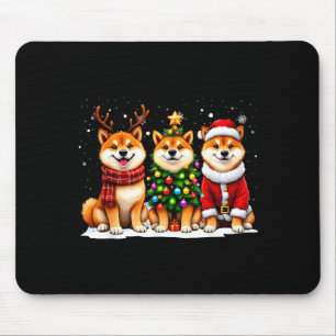 Retro Christmas Shiba Inu Santa Reindeer Dog Lover Mouse Mat