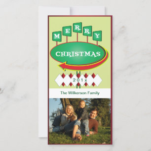 Retro Christmas Sign Photo Card