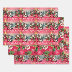  Retro Christmas Silent Night Wrapping Paper Sheet