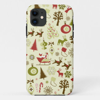 Retro Christmas Sketch Seamless Pattern iPhone 11 Case