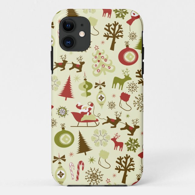 Retro Christmas Sketch Seamless Pattern Case-Mate iPhone Case (Back)