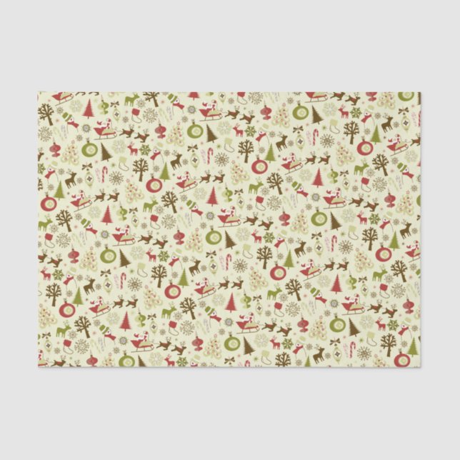 Retro Christmas Sketches Seamless Pattern Tissue Paper (Front)