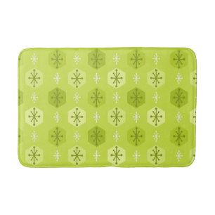 Retro Christmas Snowflakes Chartreuse Bath Mat