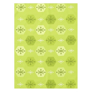Retro Christmas Snowflakes Chartreuse Tablecloth