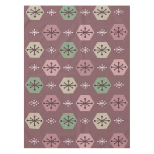 Retro Christmas Snowflakes Red Gold Tablecloth