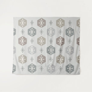 Retro Christmas Snowflakes Silver Gold Tapestry