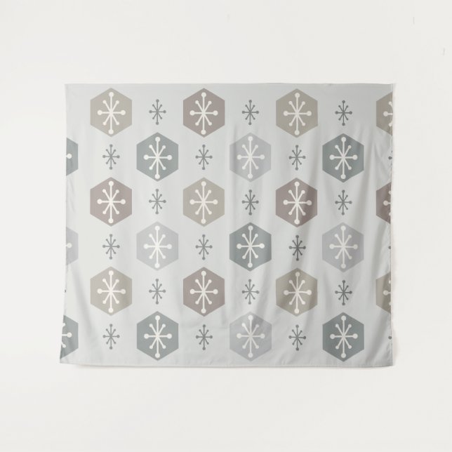 Retro Christmas Snowflakes Silver Gold Tapestry (Front (Horizontal))