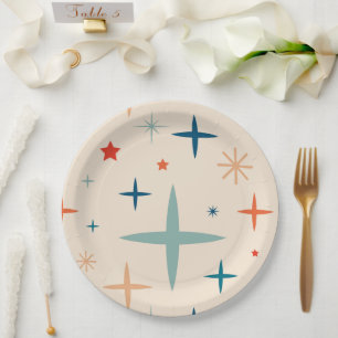 Retro Christmas Sparkle Holiday Party Paper Plate