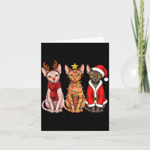 Retro Christmas Sphynx Cat Santa Reindeer  Card