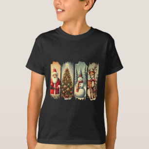 Retro Christmas Squad Santa Snowman Deer Xmas Tree T-Shirt