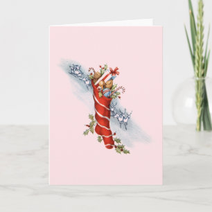 Retro Christmas Stocking Greeting Card