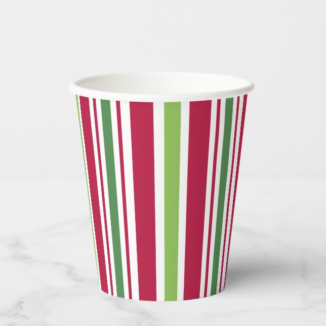 Retro Christmas Stripes Paper Cups  (Front)