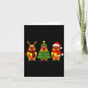 Retro Christmas Sun Conure Parrot Santa Reindeer  Card