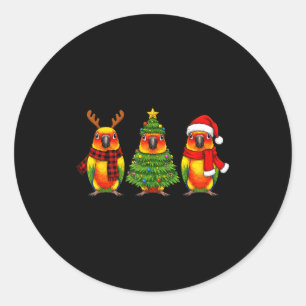 Retro Christmas Sun Conure Parrot Santa Reindeer  Classic Round Sticker