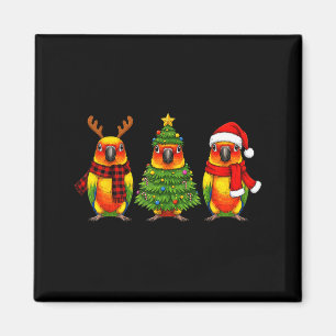 Retro Christmas Sun Conure Parrot Santa Reindeer  Magnet