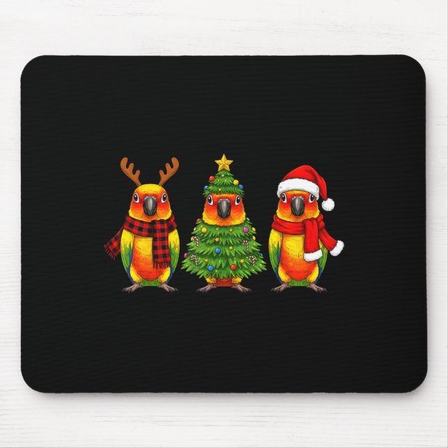 Retro Christmas Sun Conure Parrot Santa Reindeer  Mouse Mat (Front)