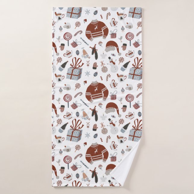 Retro Christmas Sweater Pattern  Bath Towel (Bath Towel)