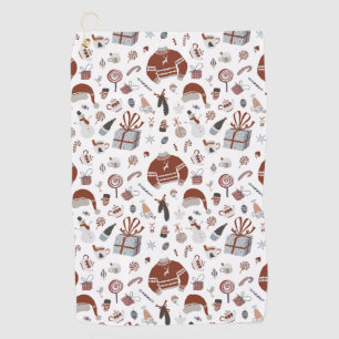 Retro Christmas Sweater Pattern Golf Towel