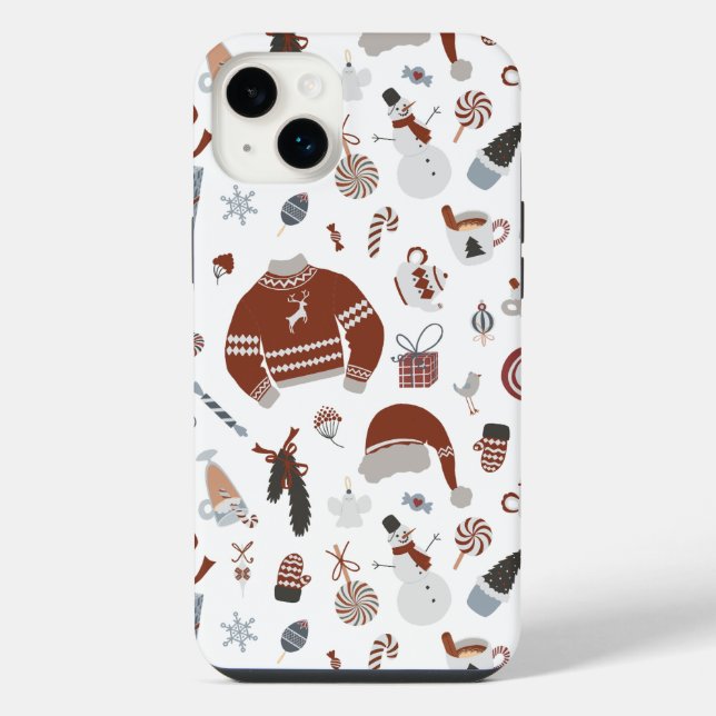 Retro Christmas Sweater Pattern  iPhone Case (Back)
