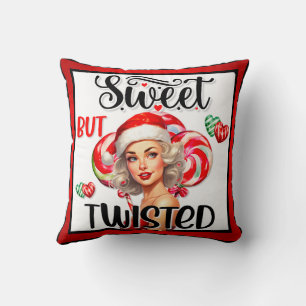 Retro Christmas Sweet n Twisted Pinup Cushion